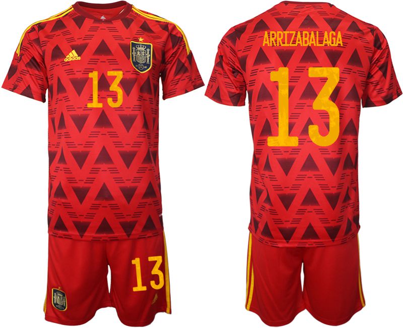 Men 2022 World Cup National Team Spain home red 13 Soccer Jersey